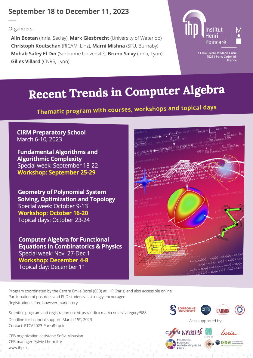 Recent Trends in Computer Algebra (18 septembre 2023 - 11 décembre 2023): Accueil · Service de ...
